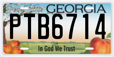 GA license plate PTB6714