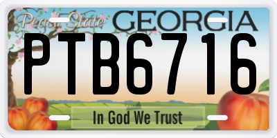 GA license plate PTB6716