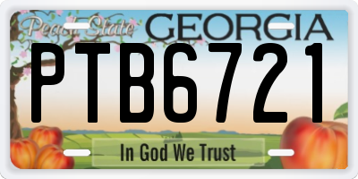 GA license plate PTB6721