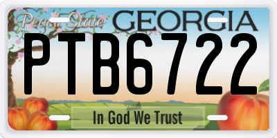 GA license plate PTB6722