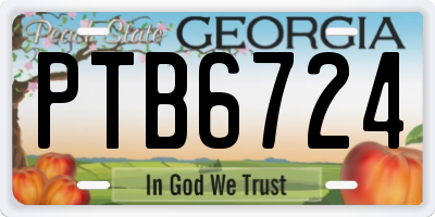 GA license plate PTB6724