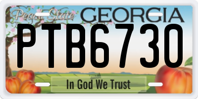 GA license plate PTB6730