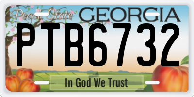 GA license plate PTB6732