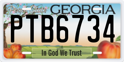 GA license plate PTB6734