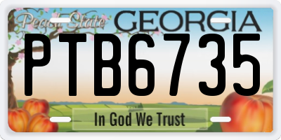 GA license plate PTB6735
