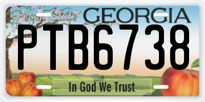 GA license plate PTB6738