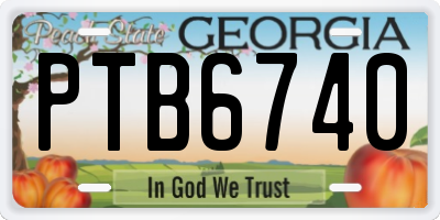 GA license plate PTB6740