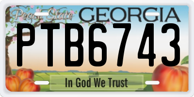 GA license plate PTB6743