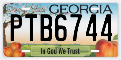 GA license plate PTB6744
