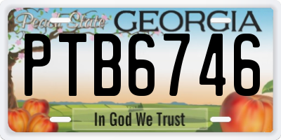 GA license plate PTB6746