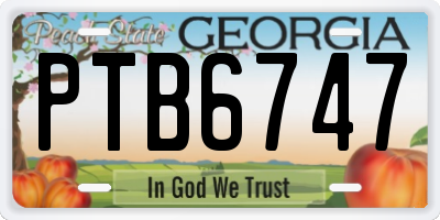 GA license plate PTB6747