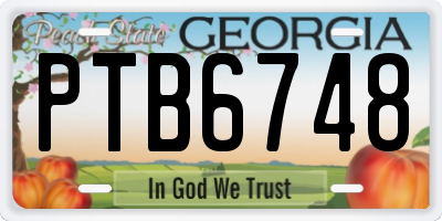 GA license plate PTB6748