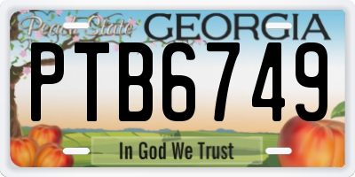 GA license plate PTB6749