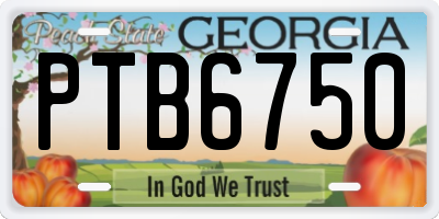 GA license plate PTB6750