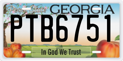 GA license plate PTB6751