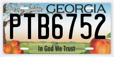 GA license plate PTB6752