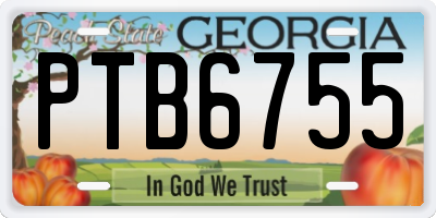 GA license plate PTB6755