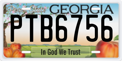 GA license plate PTB6756
