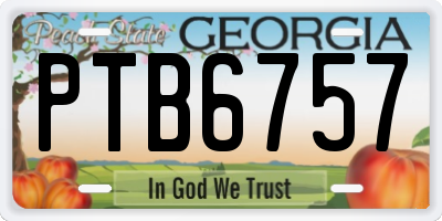 GA license plate PTB6757