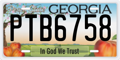 GA license plate PTB6758