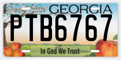 GA license plate PTB6767