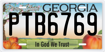 GA license plate PTB6769