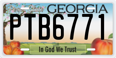 GA license plate PTB6771