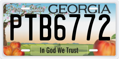 GA license plate PTB6772