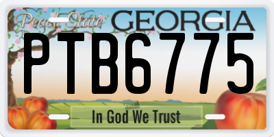 GA license plate PTB6775