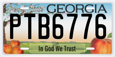 GA license plate PTB6776