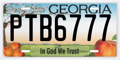 GA license plate PTB6777