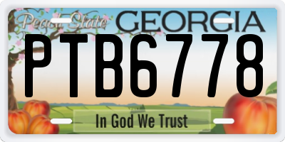 GA license plate PTB6778