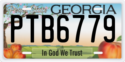GA license plate PTB6779