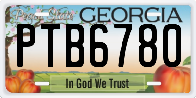 GA license plate PTB6780