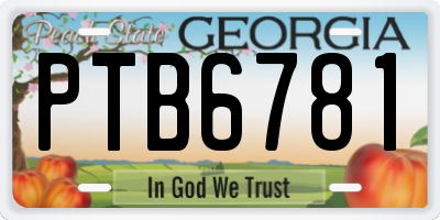 GA license plate PTB6781