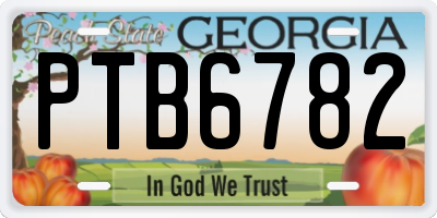 GA license plate PTB6782