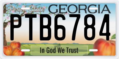 GA license plate PTB6784