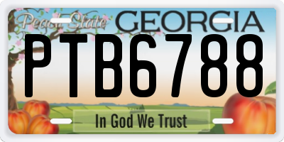 GA license plate PTB6788