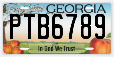 GA license plate PTB6789
