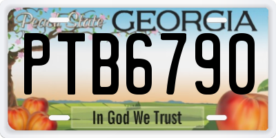GA license plate PTB6790