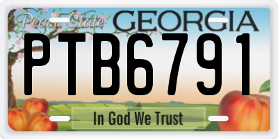 GA license plate PTB6791