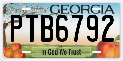 GA license plate PTB6792