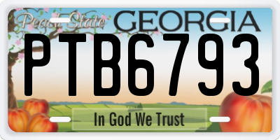 GA license plate PTB6793