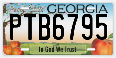 GA license plate PTB6795
