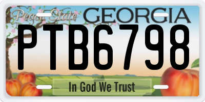 GA license plate PTB6798