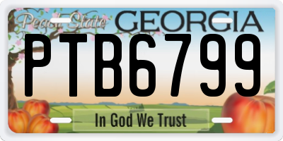 GA license plate PTB6799