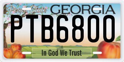 GA license plate PTB6800