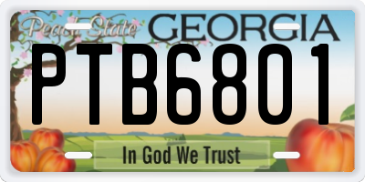 GA license plate PTB6801