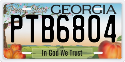 GA license plate PTB6804
