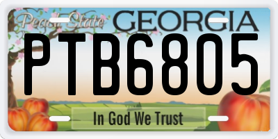 GA license plate PTB6805
